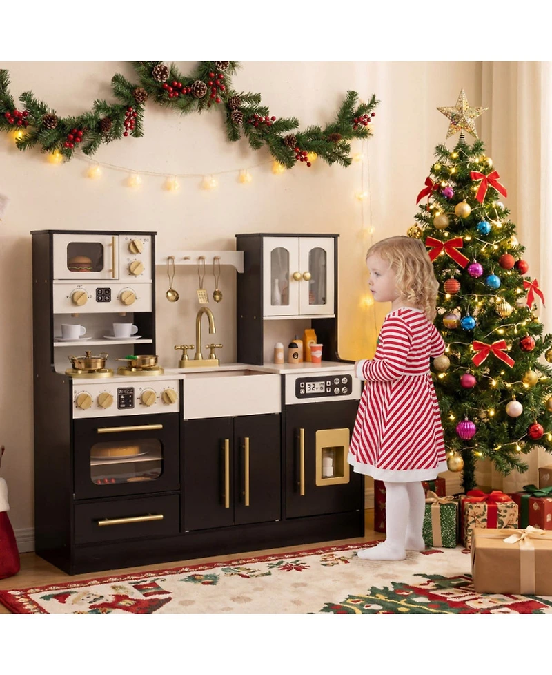Sugift Ice Machine Wooden 14-Piece Kitchen Playset, Ages 3+