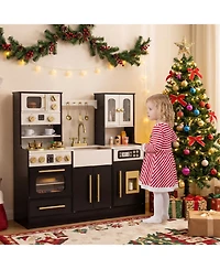 Sugift Ice Machine Wooden 14-Piece Kitchen Playset, Ages 3+