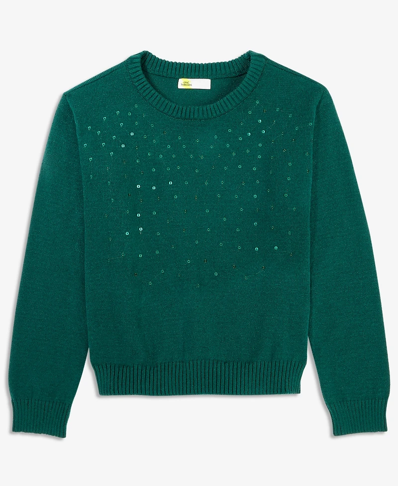 Epic Threads Girls' 4-16 Sequin Dreamyarn Crewneck Long-Sleeve Sweater, Macy's Exclusive