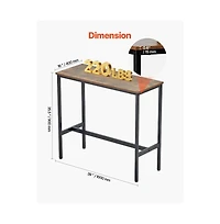 Slickblue 39 Inch Narrow Bar Table with Sturdy Metal Frame and Rustic Design
