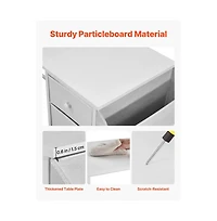 Slickblue Writing Desk with Fabric Storage Drawers, Reversible Computer Table with Steel Frame