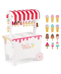 Sugift Ice Cream Cart 12-Piece Rolling Canopy Playset, Ages 3+