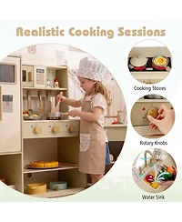 Sugift Corner-Fit Wooden 21-Piece Play Kitchen, Ages 3+