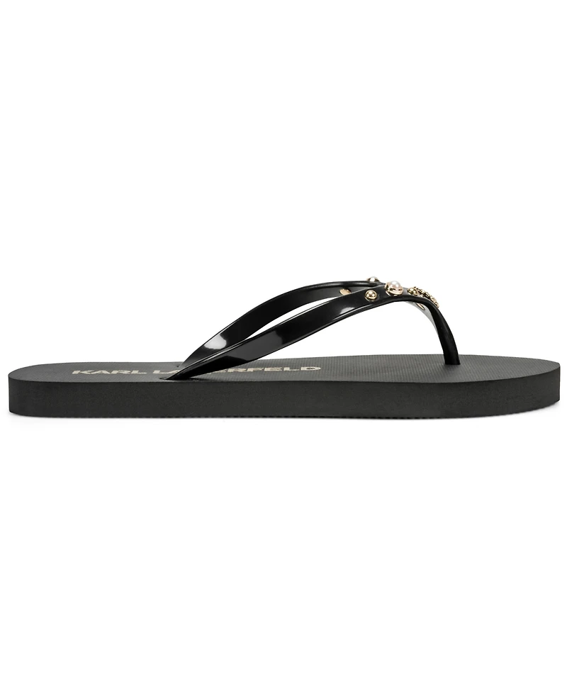 Karl Lagerfeld Paris Women's Zimia Stone Slip-On Flip Flops