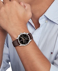 Tommy Hilfiger Men's Multi-Function Dark Brown Leather Strap Watch 38mm