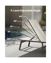 Vevor 2Piece Foldable Chaise Lounge Chair Adjustable Back Outdoor Pool Sun Tanning Chair