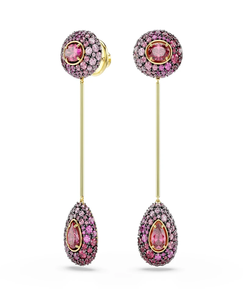 Swarovski Gold-Tone Plated Red Crystal Earrings
