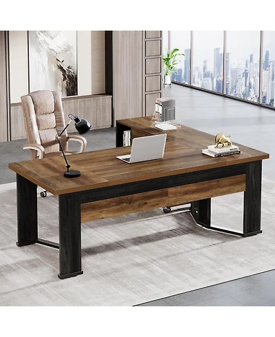 Tribesigns 70.86" L-Shaped Desk with File Cabinet