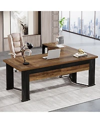 Tribesigns 70.86" L-Shaped Desk with File Cabinet