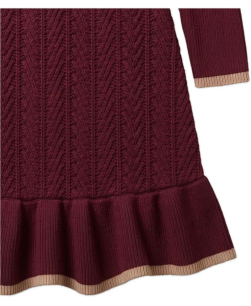 Hope & Henry Little and Big Girls (6 - 12) Organic Mock Neck Flounce Hem Sweater Dress