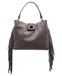 Betsey Johnson Skully Fringe Small Bucket Handbag