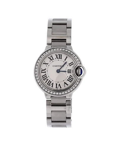 Pre-Owned Cartier Ballon Bleu de Cartier Quartz Watch in Stainless Steel with Diamond Bezel 28mm