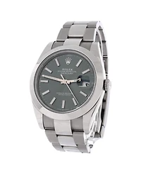 Pre-Owned Rolex Oyster Perpetual Datejust Mint Green Automatic Watch in Stainless Steel 41mm