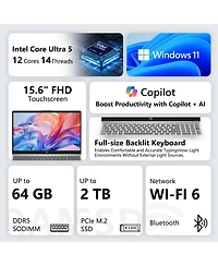 Hp 15.6" Fhd Touchscreen Laptop, Intel Core Ultra 5 225U, Intel Graphics, 32GB DDR5, 2TB Ssd, Wi-Fi 6, Win11 Home, White