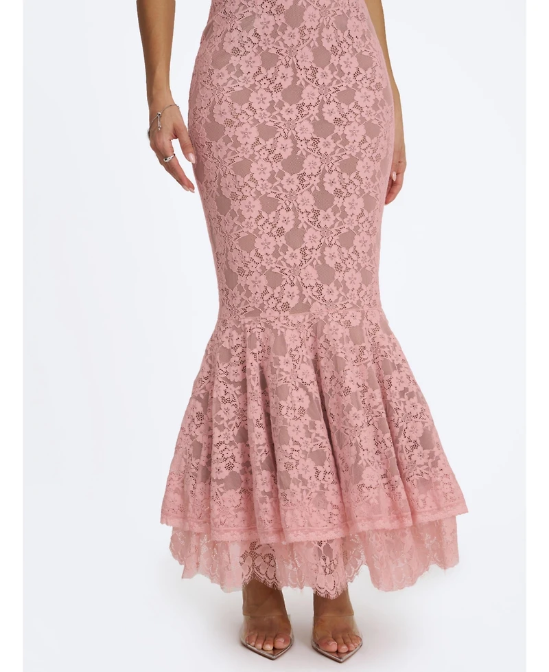 Miss Circle Women's Rosalyn Pink Lace Sweetheart Maxi Mermaid Dress