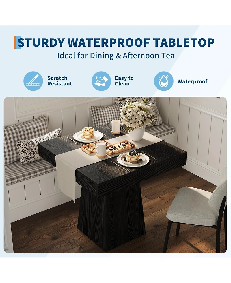 Square Dining Table for 4, 31.5" Engineered Wood Kitchen Table with 2 Storage Drawers, Pedestal Base for Dining Room and Breakfast