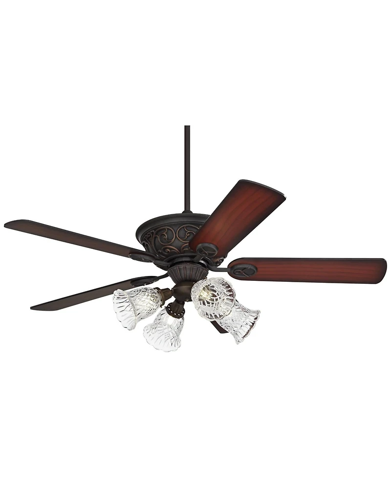 52" Casa Vieja Contessa Industrial Rustic Indoor Ceiling Fan Led Light Bronze Copper Cherry Clear Glass Barbizon Living Kitchen