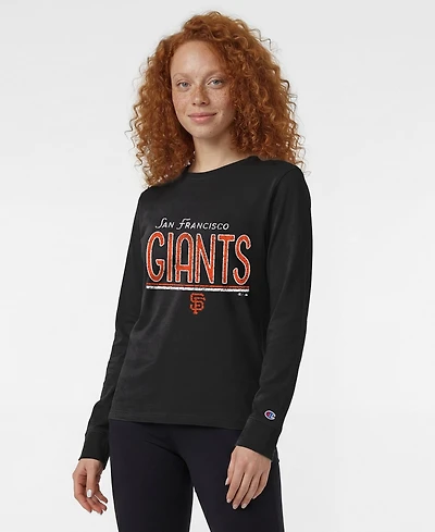 Champion Women's San Francisco Giants Long-Sleeve Distressed T-Shirt