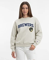 Champion Women's Milwaukee Brewers Crewneck Screen-Print Relaxed-Fit Sweatshirt