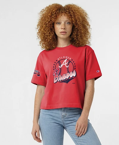 Champion Women's Atlanta Braves All-Star Oversized Distressed-Graphics T-Shirt