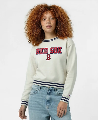 Champion Women's Boston Red Sox Long-Sleeve Pullover Reverse Weave Sweatshirt