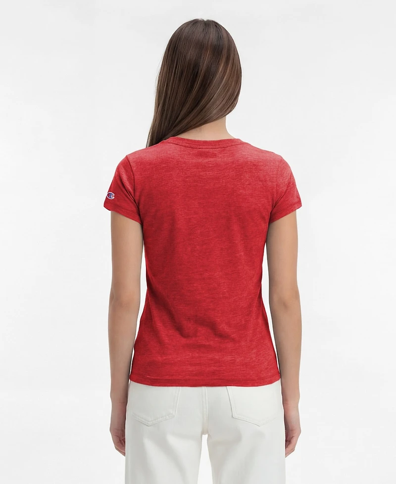 Champion Women's Kansas City Chiefs Triumph Tri-Blend V-Neck Distressed Graphic T-Shirt
