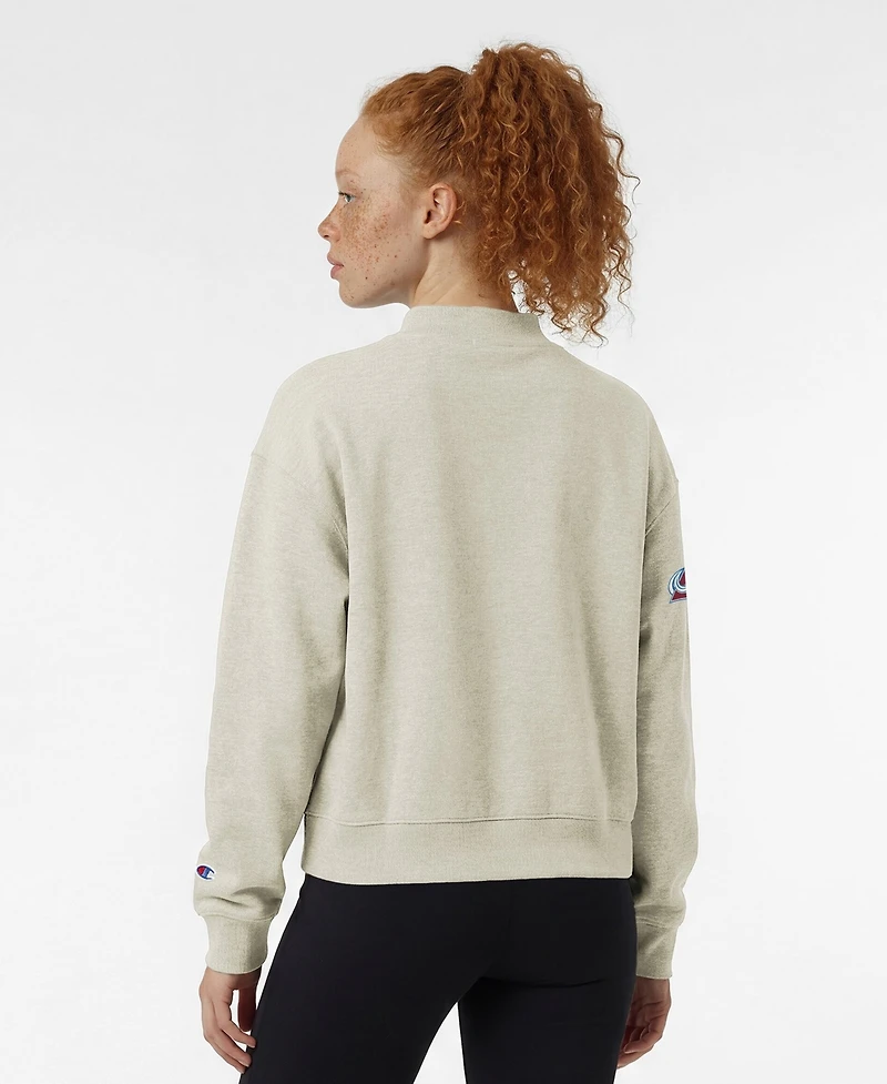 Champion Women's Colorado Avalanche Collar Script Triumph Relaxed-Fit Fleece Sweatshirt