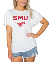 Gameday Couture Women's White Smu Mustangs Arch Logo Flutter Sleeve Lightweight T-Shirt
