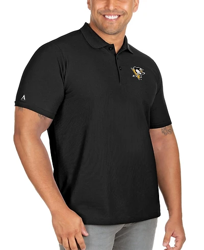 Antigua Men's Black Pittsburgh Penguins Big Tall Legacy Pique Polo Shirt