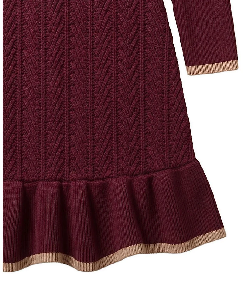 Hope & Henry Toddler Girls and Organic Mock Neck Flounce Hem Sweater Dress
