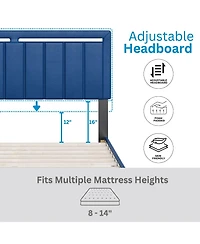Boyd Sleep Belle Upholstered Platform Bed with Headboard, Mattress Foundation with Strong 14 Wood Slat Supports, No Box Spring Required