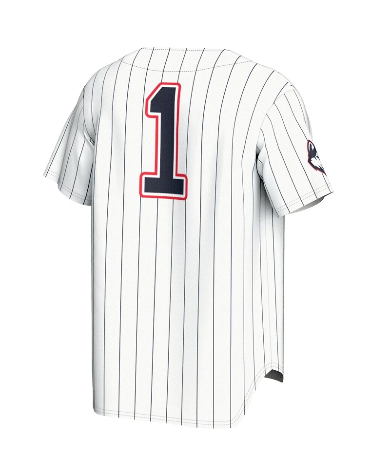 Gameday Greats Men's and Women's 1 White UConn Huskies Lightweight Baseball Jersey