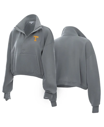 ZooZatz Women's Tennessee Volunteers Cropped Powerhouse Half-Snap Mock-Neck Sweatshirt