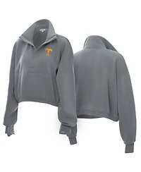 ZooZatz Women's Tennessee Volunteers Cropped Powerhouse Half-Snap Mock-Neck Sweatshirt