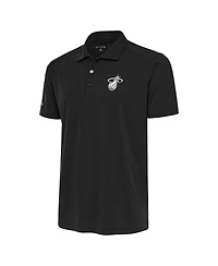 Antigua Men's Gray Miami Heat Metallic Logo Tribute Desert Dry Polo Shirt