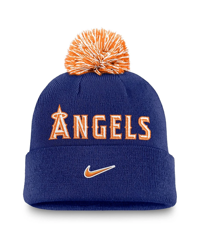 Nike Men's Royal Los Angeles Angels Peak Cuffed Pom with Knit Hat