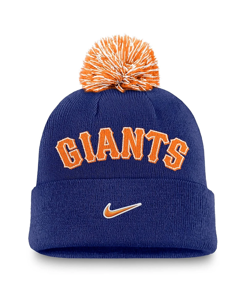 Nike Men's Royal San Francisco Giants Peak Cuffed Pom with Knit Hat