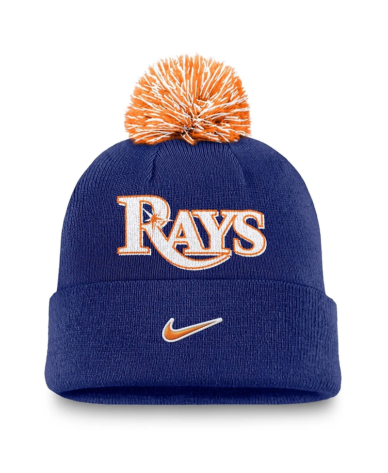 Nike Men's Royal Tampa Bay Rays Peak Cuffed Pom with Knit Hat