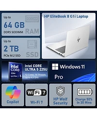 Hp EliteBook 8 Intel Core Ultra 5 225U 14" Fhd+ Ips Business Ai Laptop, Intel Graphics, 16GB DDR5, 512GB Ssd, Wi-Fi 7, Win11 Pro, Silver
