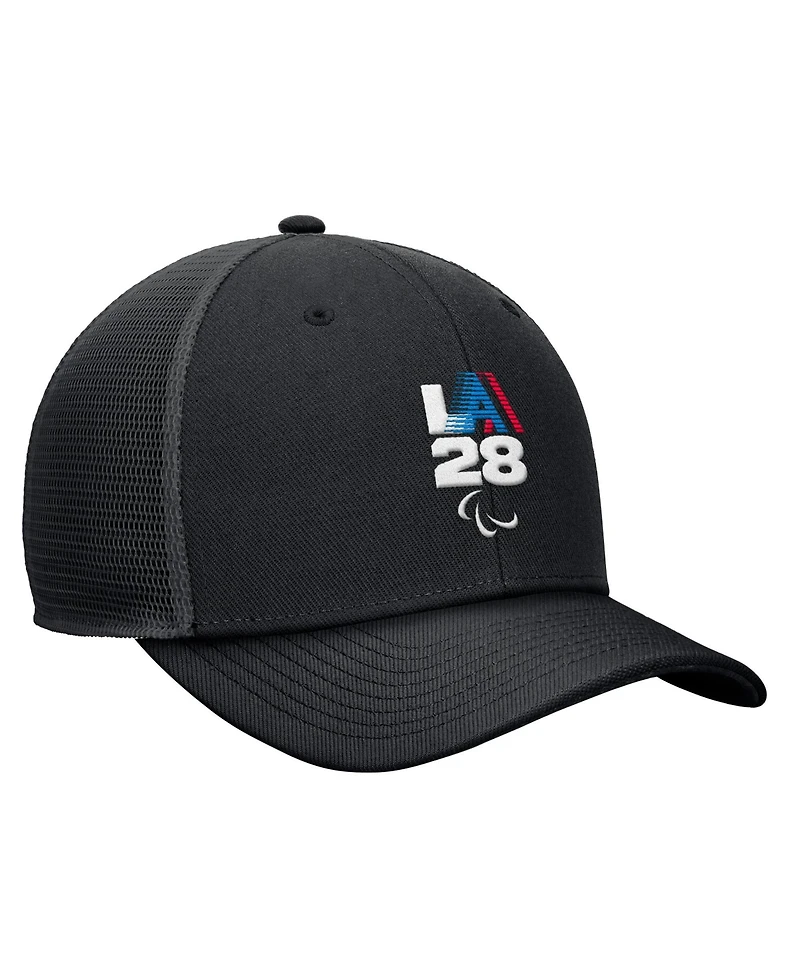 Nike Men's Black LA28 Summer Paralympics Retro Stripe Rise Adjustable Trucker Hat