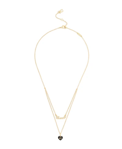 Coach Black Signature Heart Resin Layered Necklace