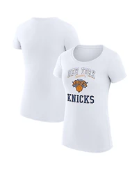 G-iii 4Her by Carl Banks Women's White New York Knicks Super-Slim Fit Lightweight Team Logo T-Shirt