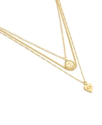 Coach Gold Heritage Coin Heart Charm Layered Necklace
