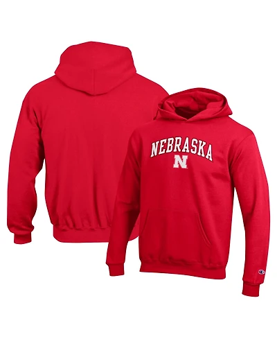 Champion Big Boys and Girls Scarlet Nebraska Huskers Campus Pullover Hoodie