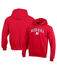 Champion Big Boys and Girls Scarlet Nebraska Huskers Campus Pullover Hoodie