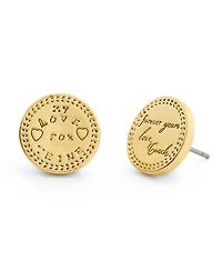 Coach Gold Heritage Signature Coin Stud Earrings