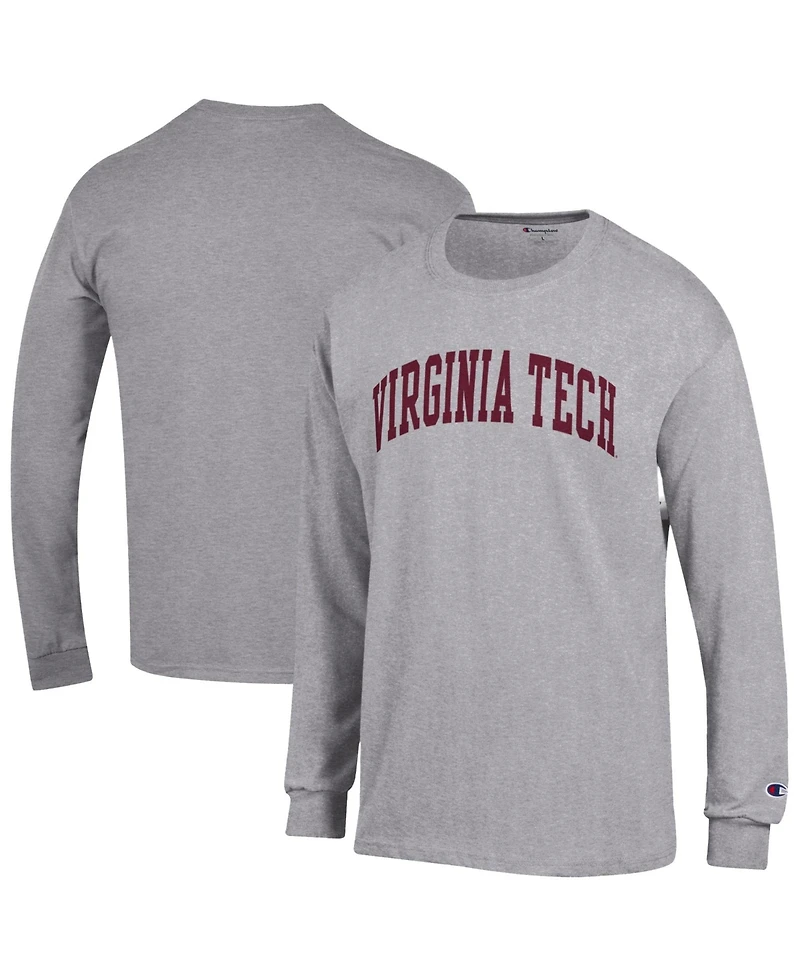 Champion Men's Heather Gray Virginia Tech Hokies Basic Arch Long sleeves T-Shirt