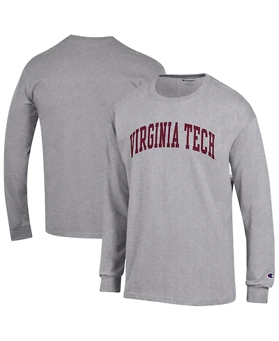 Champion Men's Heather Gray Virginia Tech Hokies Basic Arch Long sleeves T-Shirt