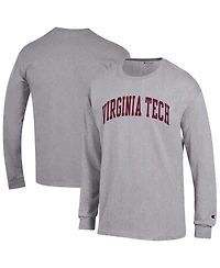 Champion Men's Heather Gray Virginia Tech Hokies Basic Arch Long sleeves T-Shirt