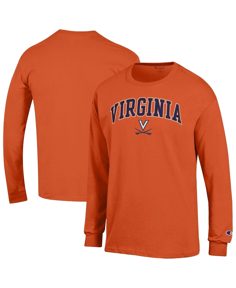 Champion Men's Champion Orange Virginia Cavaliers Arch Over Logo Long sleeves T-Shirt